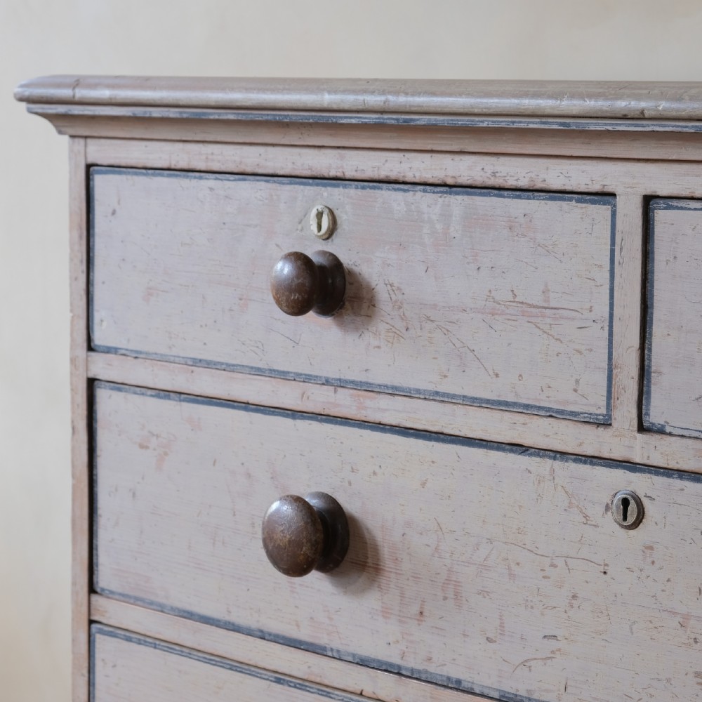 19th century pine chest of drawers in original paint View XI