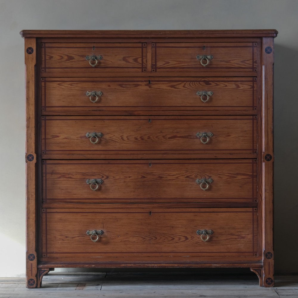 19th century aesthetic movement pitch pine chest of drawers