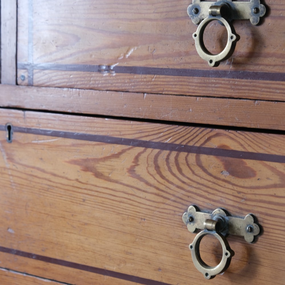 19th century aesthetic movement pitch pine chest of drawers View III