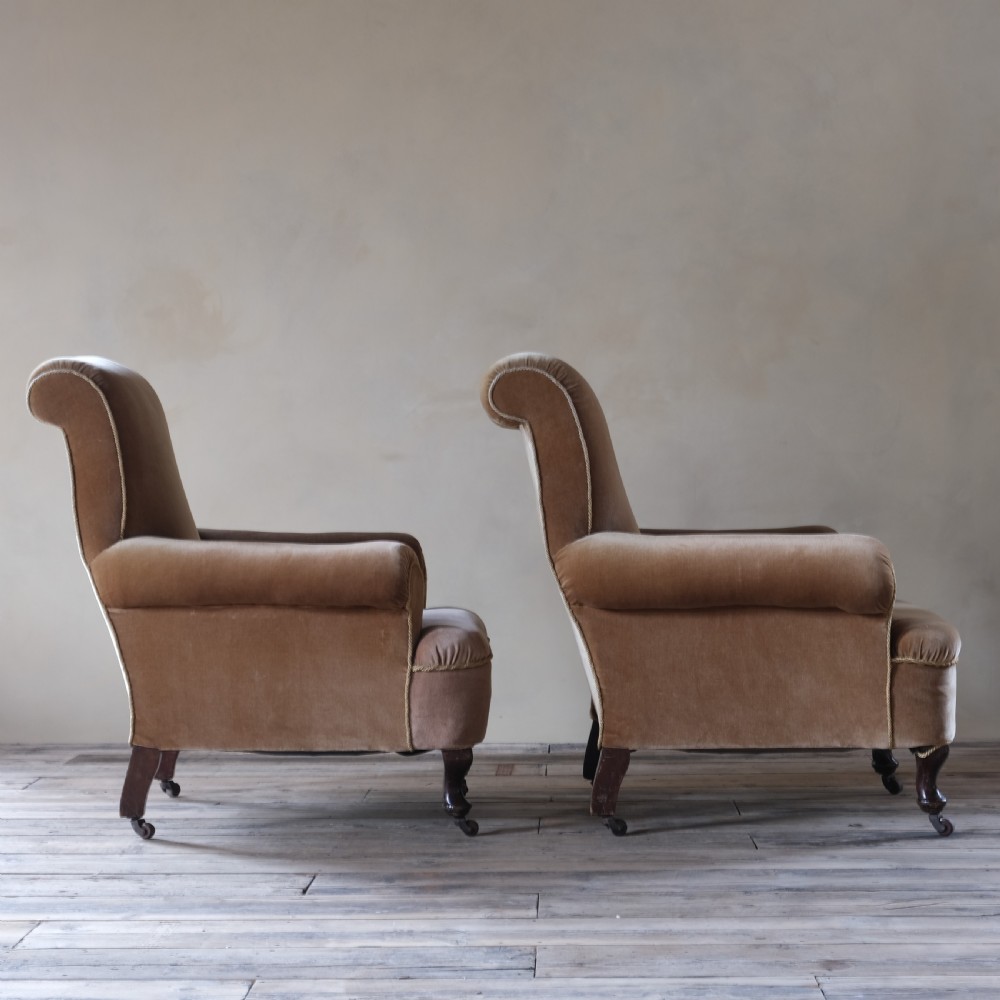 pair of antique country house armchairs View III