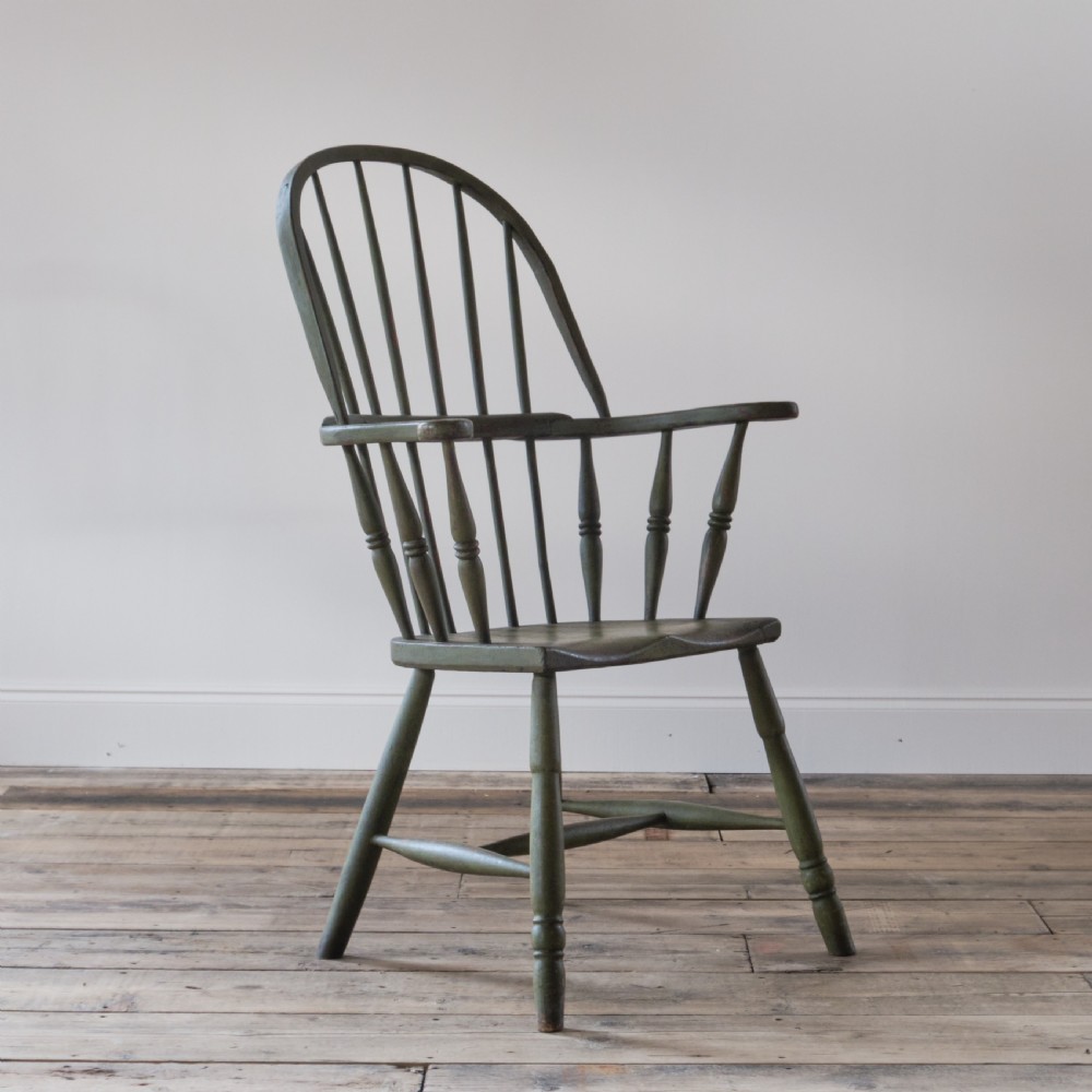 19th century west country Windsor chair in green paint View II