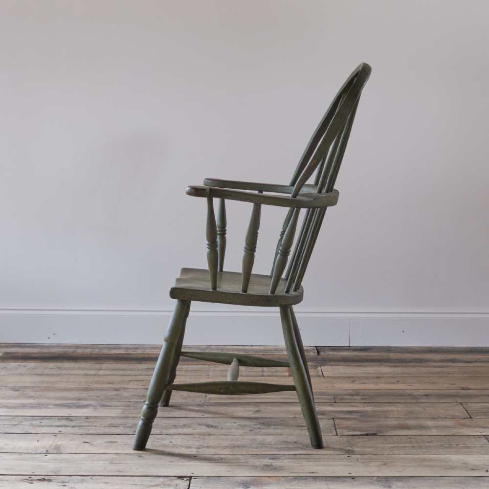 19th century west country Windsor chair in green paint View III