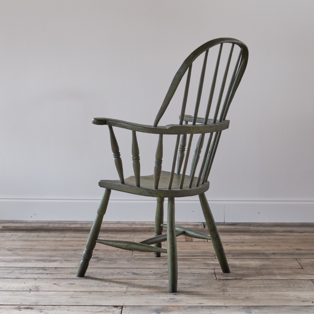 19th century west country Windsor chair in green paint View V