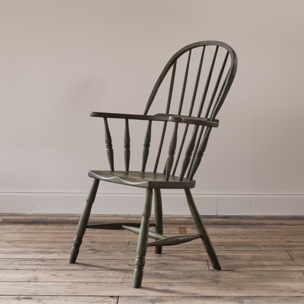 19th century west country Windsor chair in green paint View VI