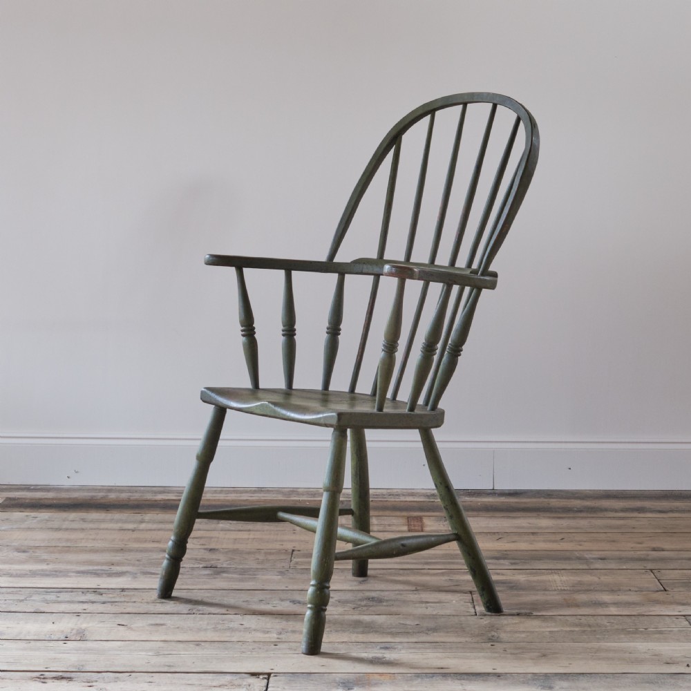 19th century west country Windsor chair in green paint View XI