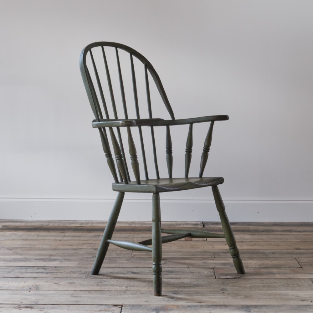 19th century west country Windsor chair in green paint View XV