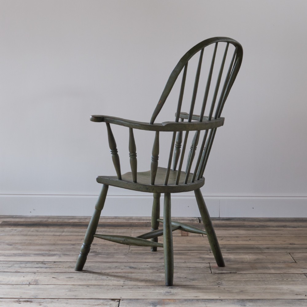 19th century west country Windsor chair in green paint View XIX