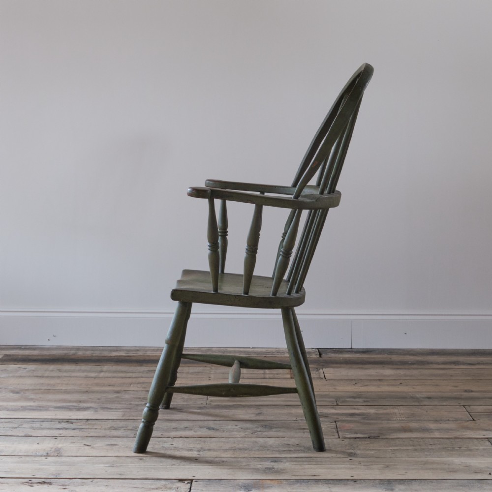 19th century west country Windsor chair in green paint View XX