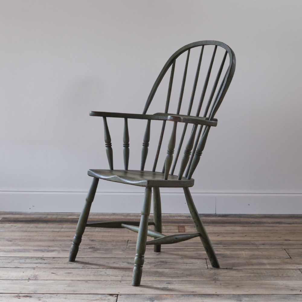 19th century west country Windsor chair in green paint View XXI