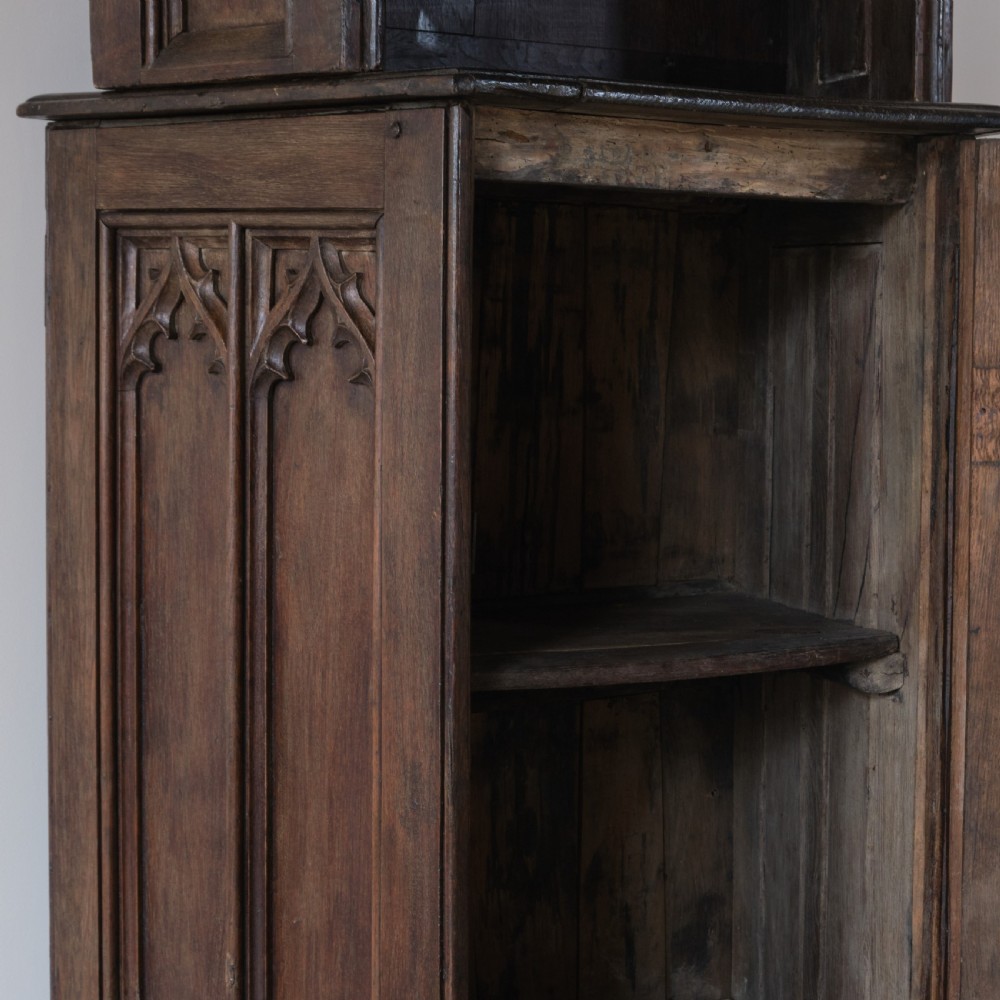 18th Century Gothic Oak Cupboard View V