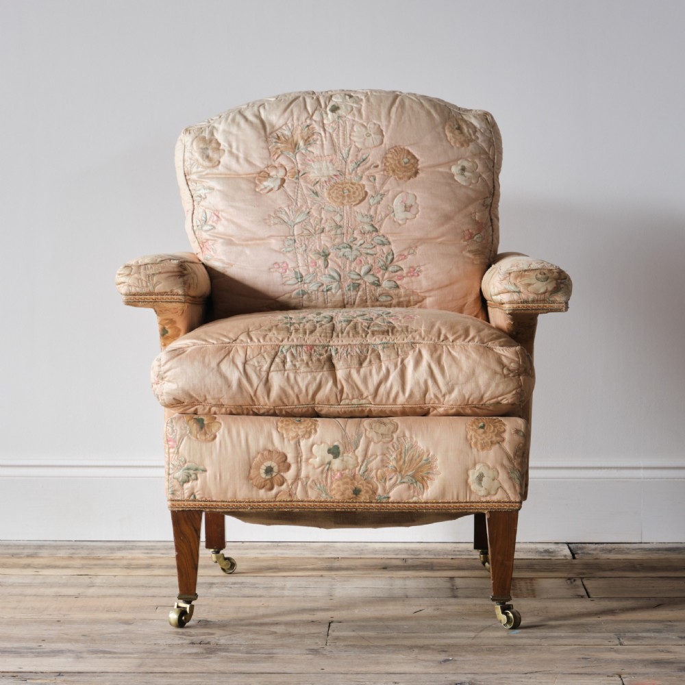 Petite armchair in original loose cover and fabric c1900 View II