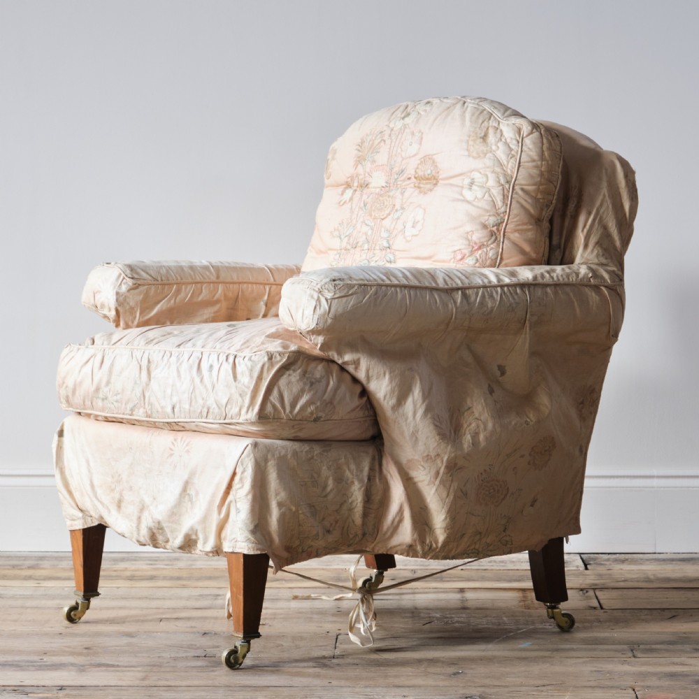Petite armchair in original loose cover and fabric c1900 View III