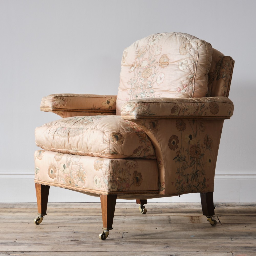 Petite armchair in original loose cover and fabric c1900 View IV