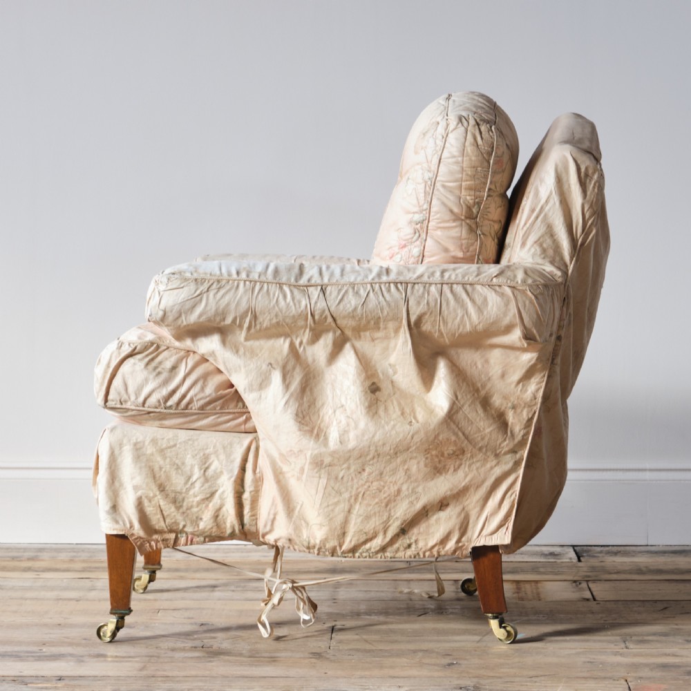 Petite armchair in original loose cover and fabric c1900 View V