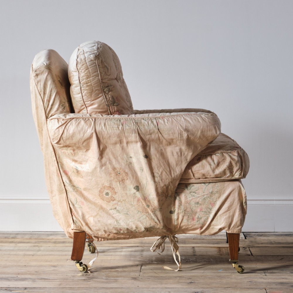 Petite armchair in original loose cover and fabric c1900 View XI