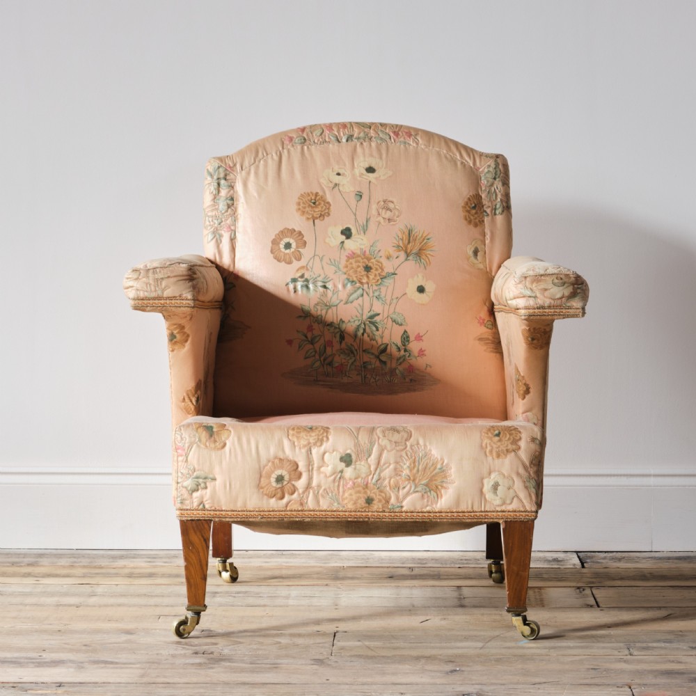 Petite armchair in original loose cover and fabric c1900 View XV