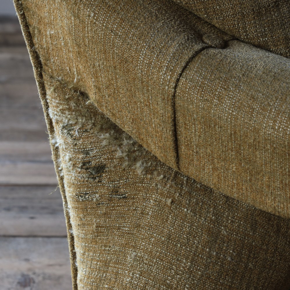 19th century open armchair in yellow linen View IX