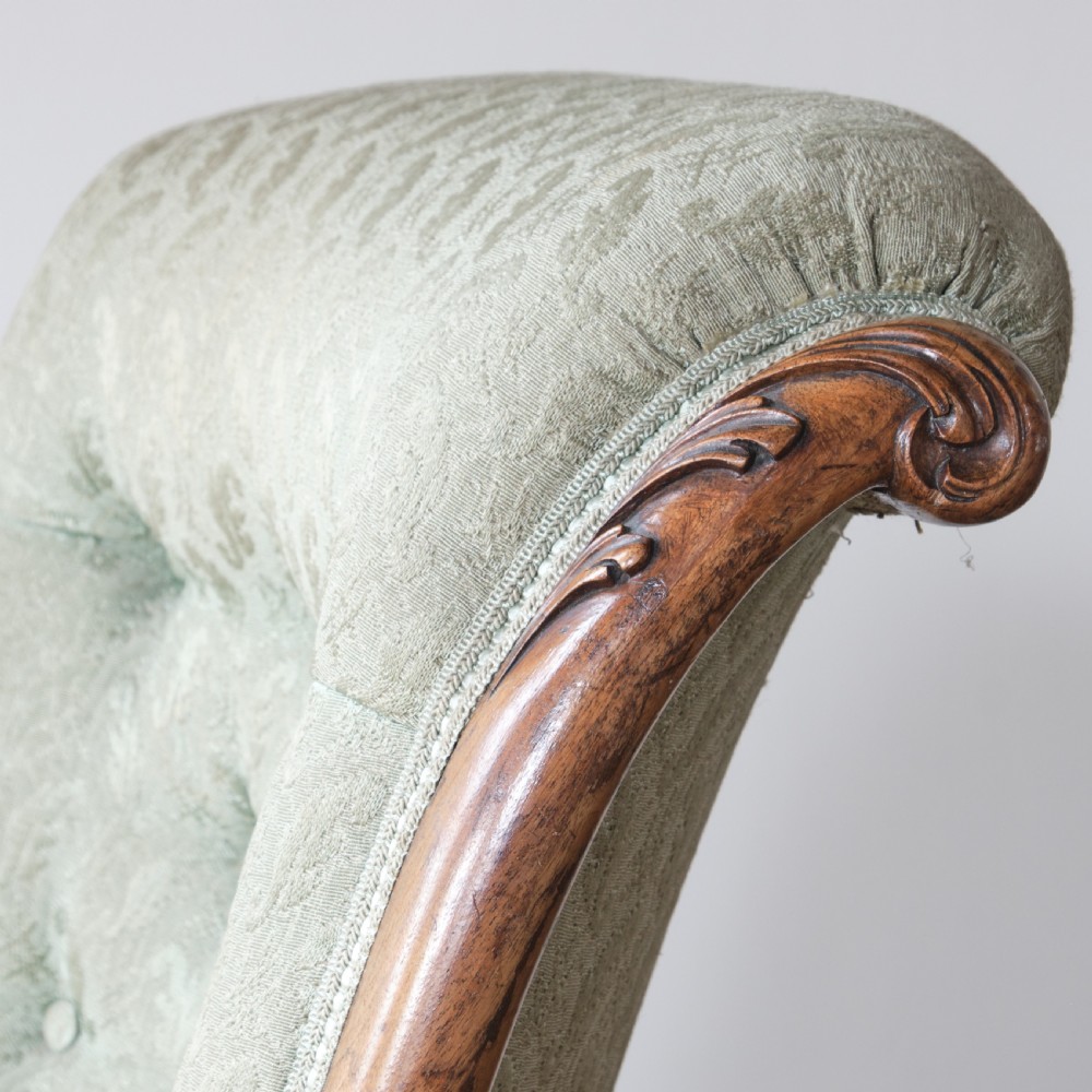 19th century carved walnut slipper chair View VI