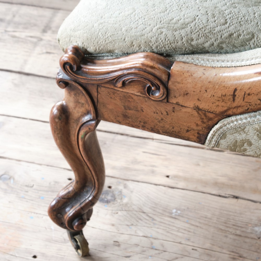 19th century carved walnut slipper chair View VII