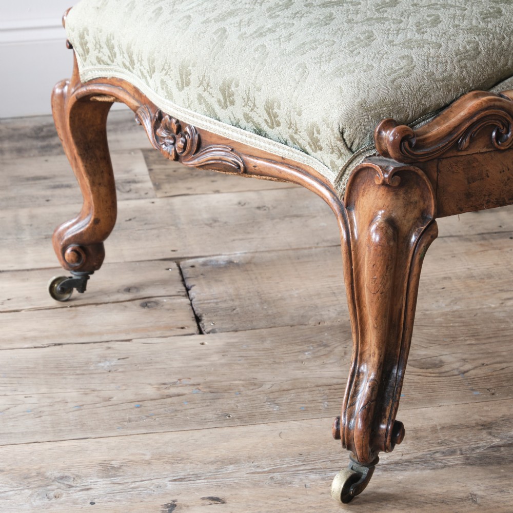 19th century carved walnut slipper chair View VIII
