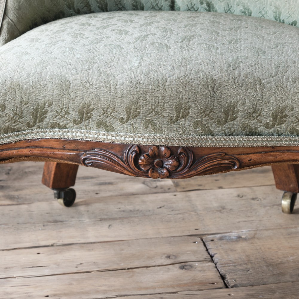 19th century carved walnut slipper chair View IX