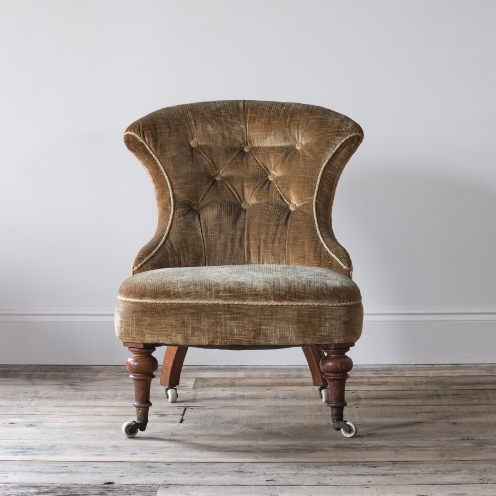 19th century iron back slipper chair