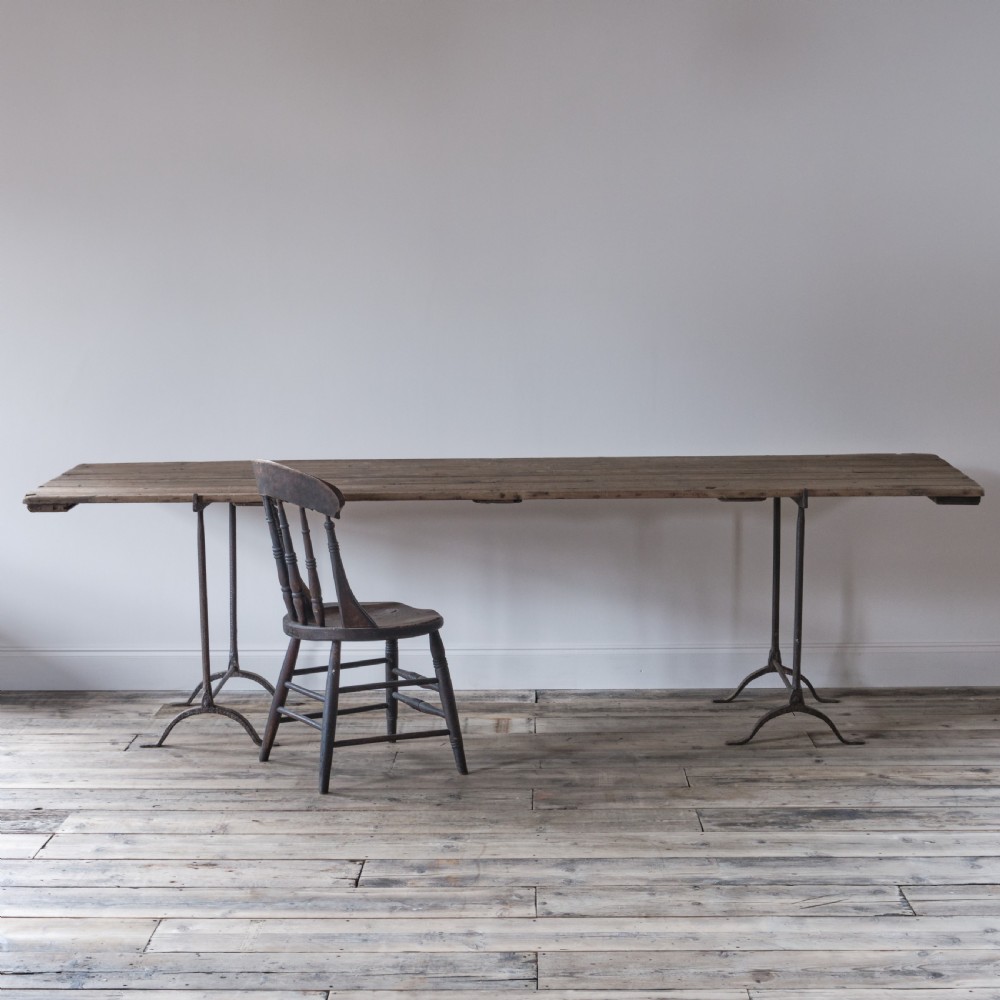 Large Antique trestle table View III