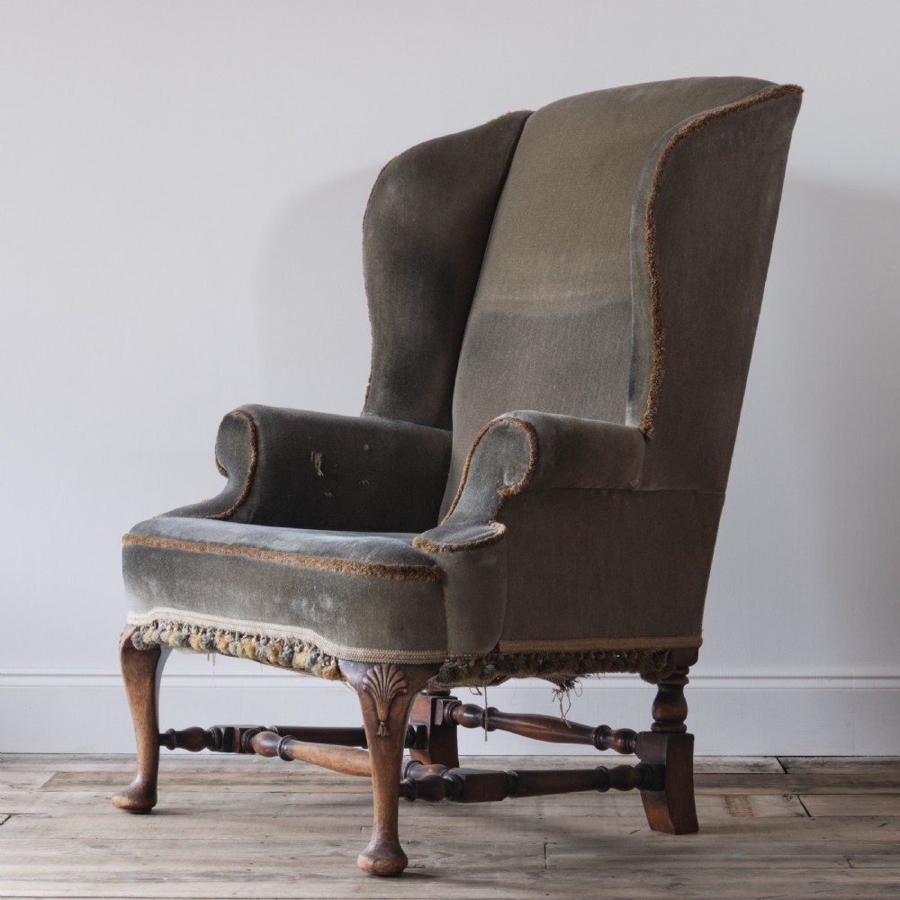 queen Anne style wingback armchair