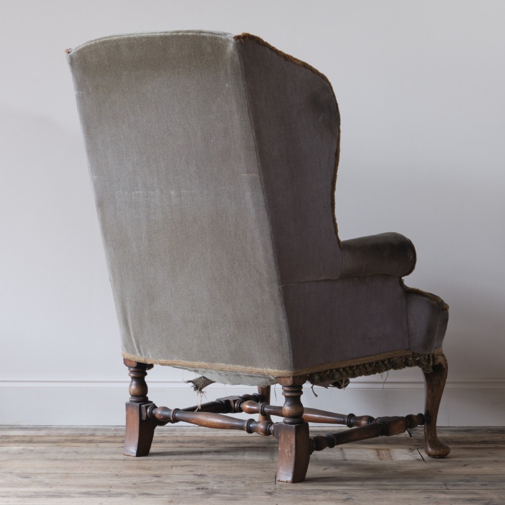 queen Anne style wingback armchair View V