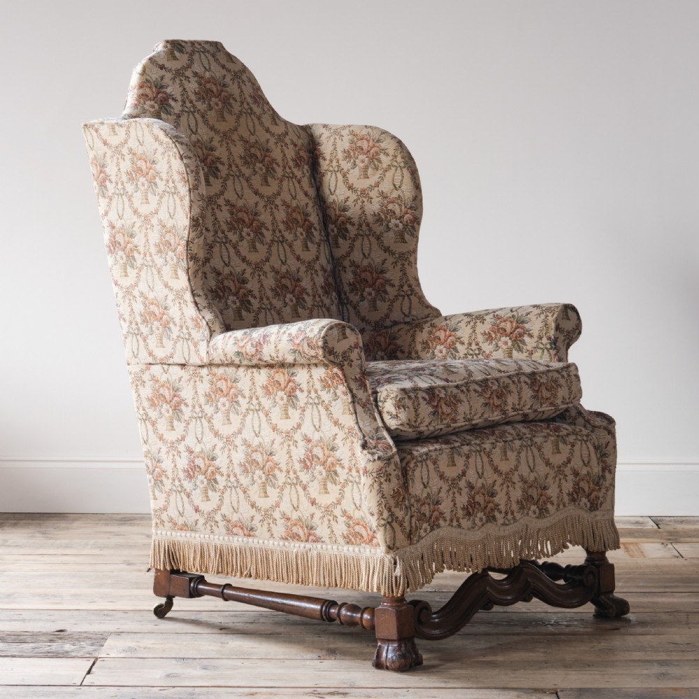 William and Mary style wingback armchair View IV
