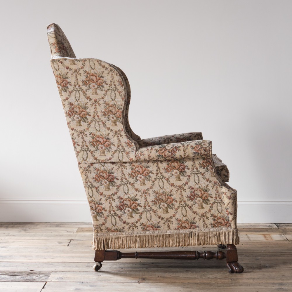 William and Mary style wingback armchair View V