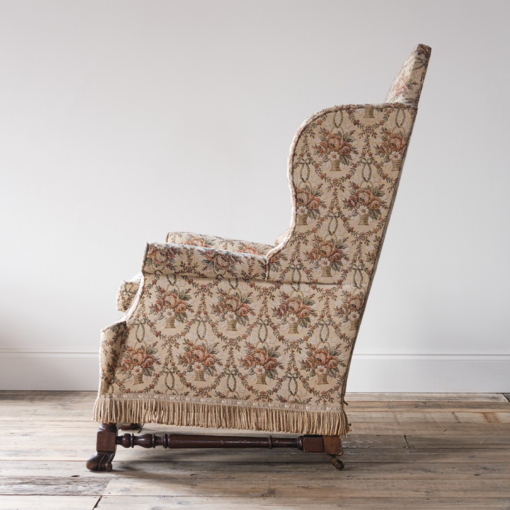 William and Mary style wingback armchair View VIII