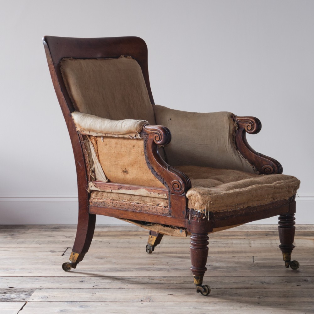 George IV Mahogany Library Armchair View III
