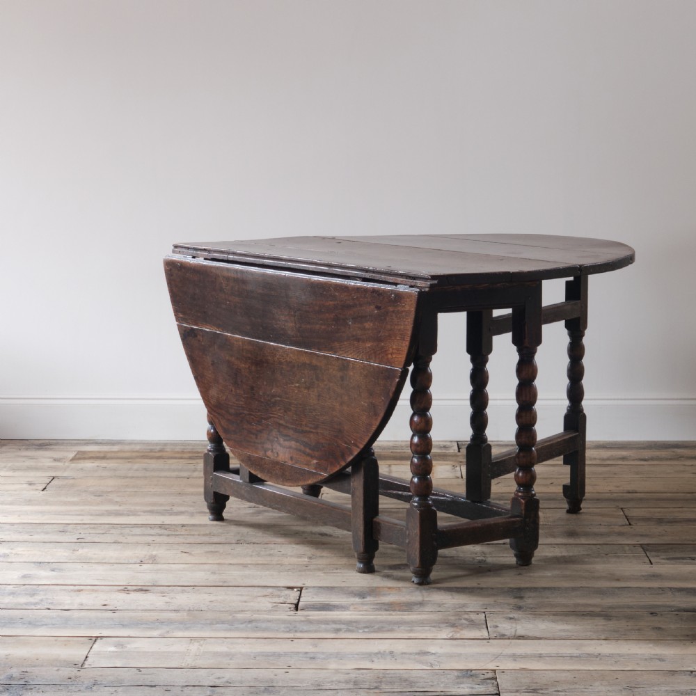 18th century oak bobbin gateleg table View II
