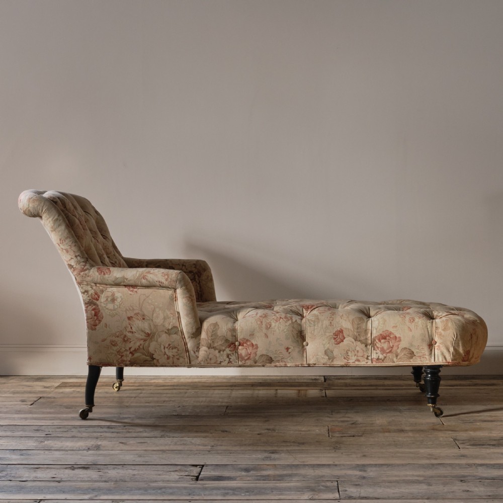19th century French daybed in floral linen View II