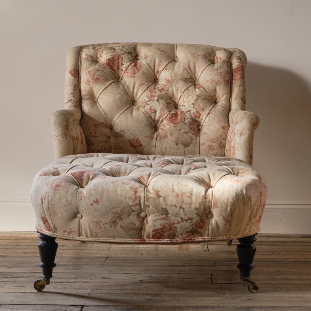 19th century French daybed in floral linen View VI