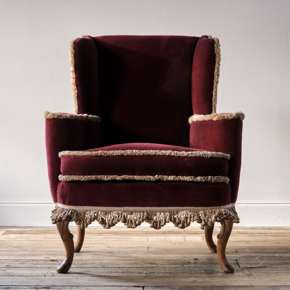 Queen Anne style wingback armchair View II