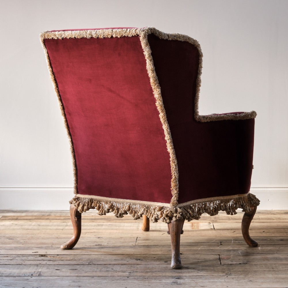 Queen Anne style wingback armchair View V