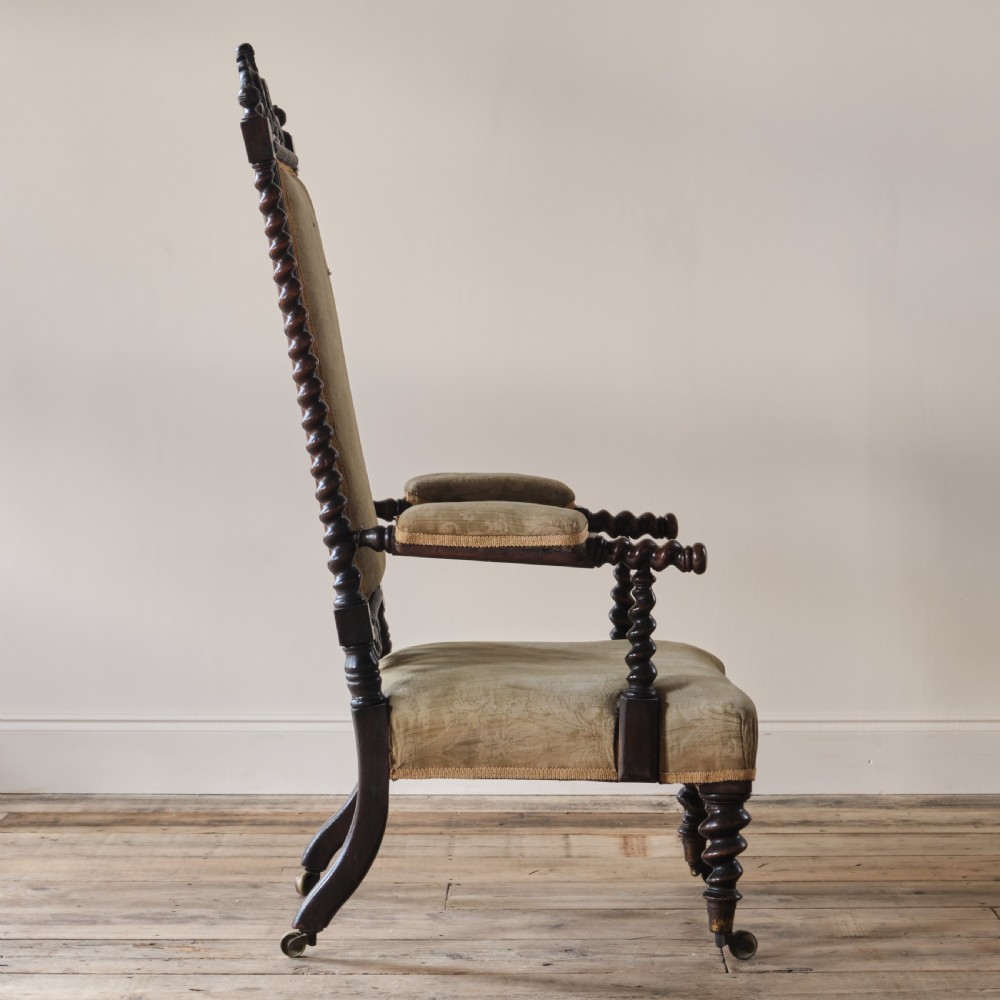 19th century carved mahogany open armchair View III