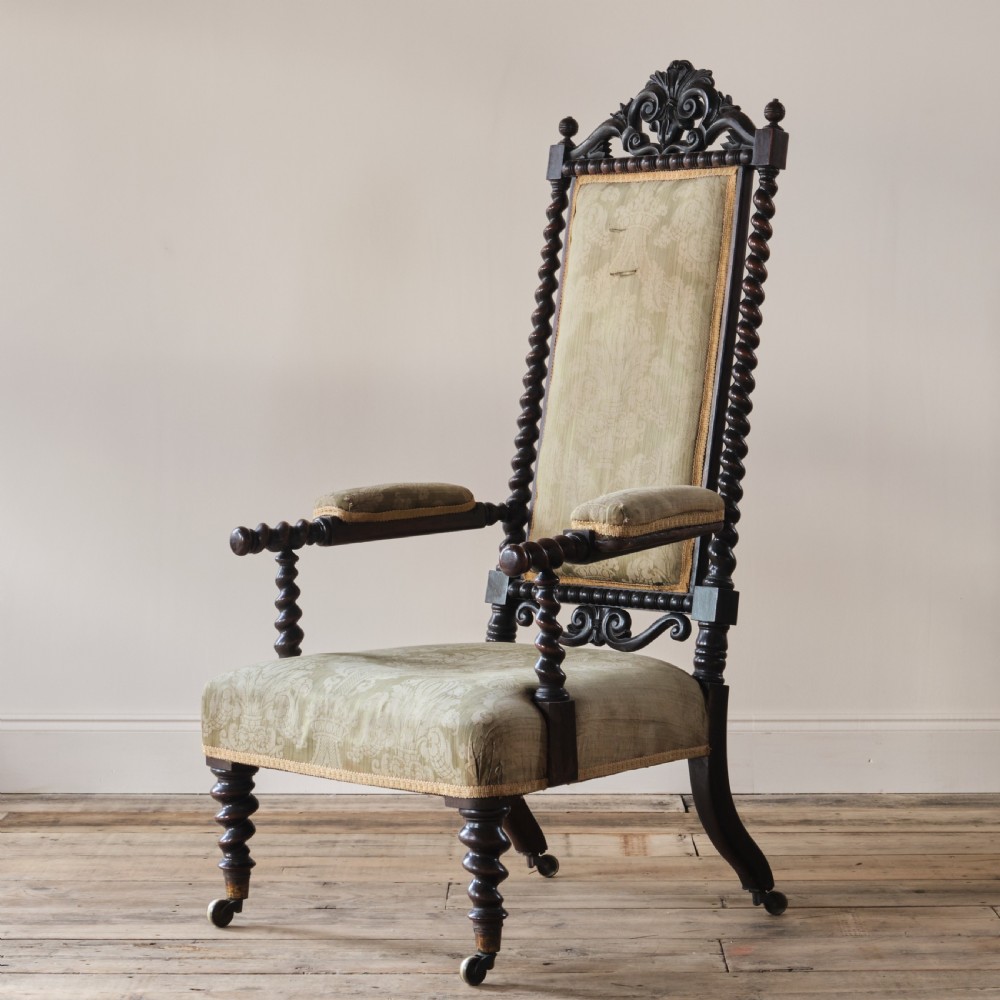19th century carved mahogany open armchair View V