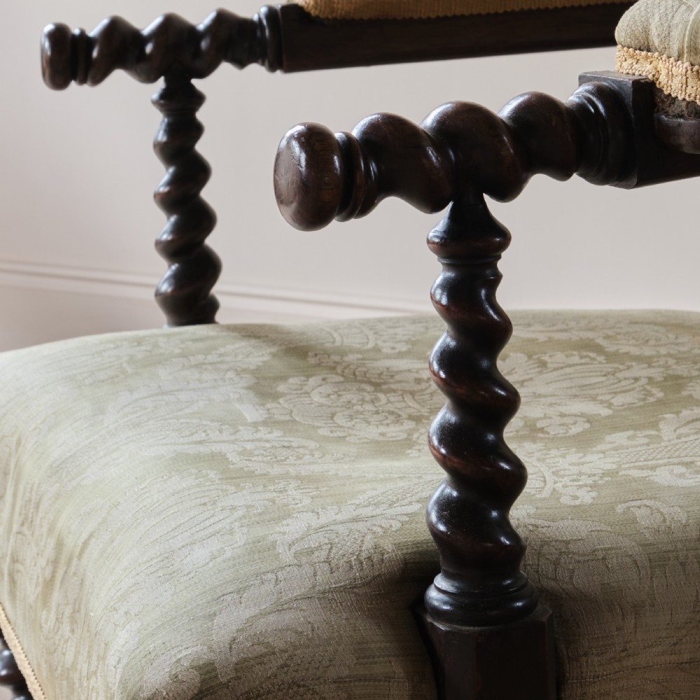 19th century carved mahogany open armchair View VI