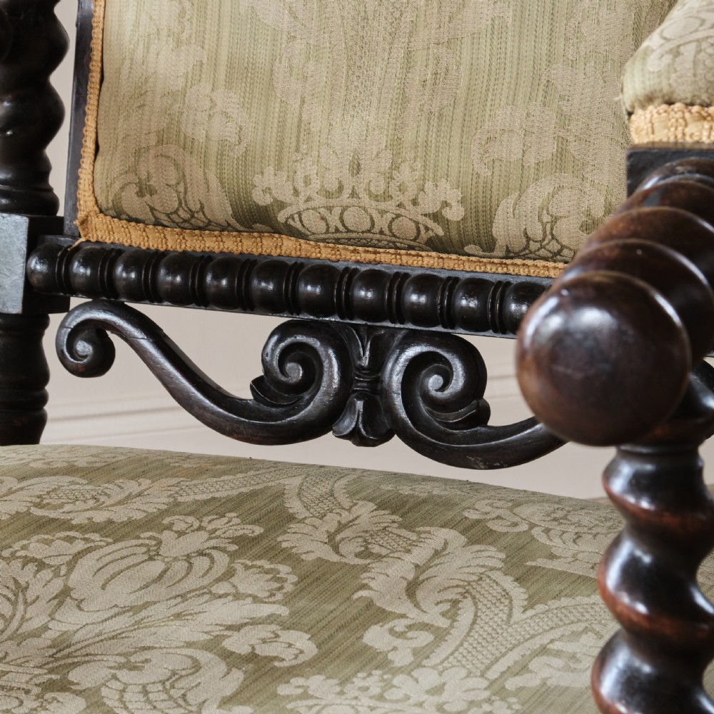 19th century carved mahogany open armchair View VIII