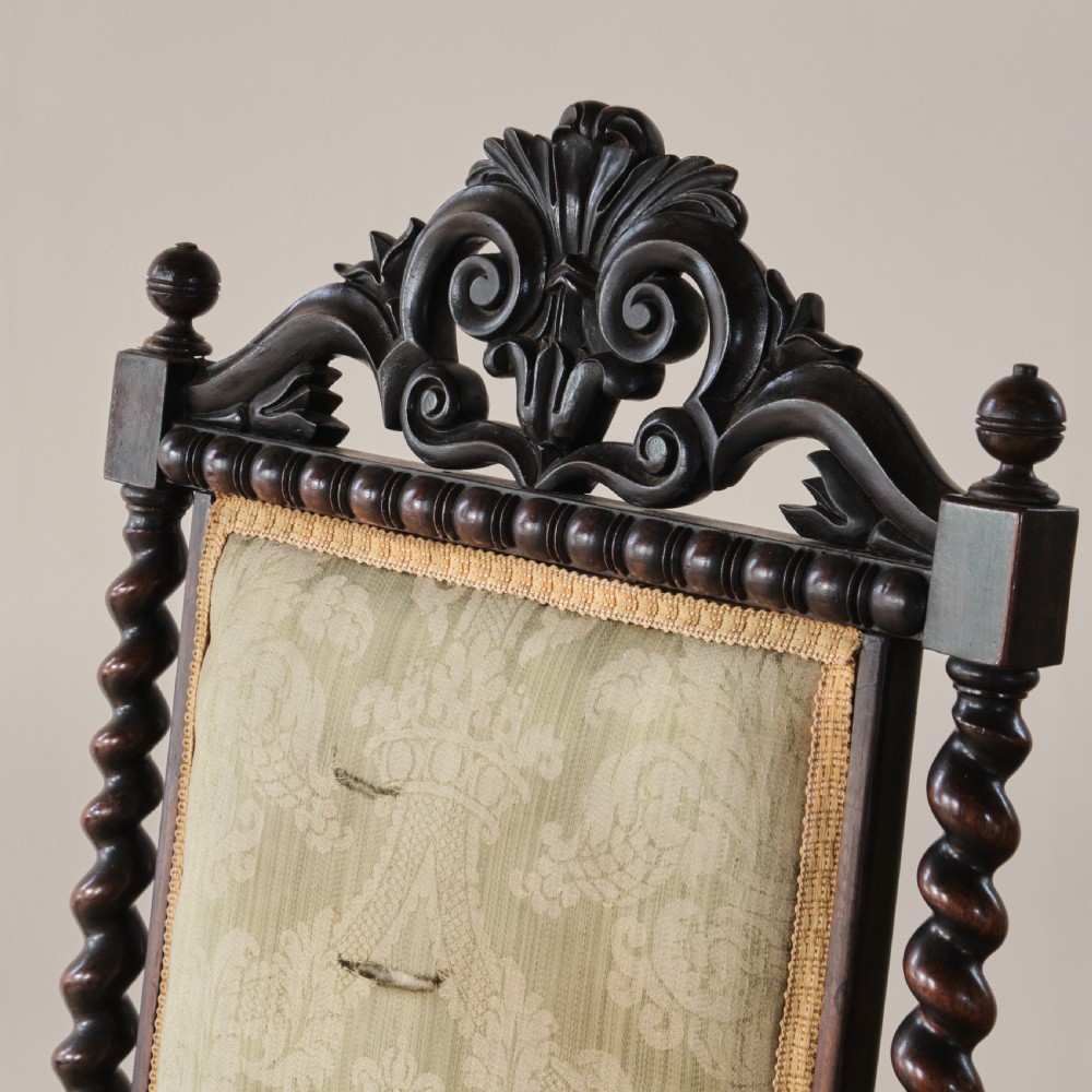 19th century carved mahogany open armchair View IX
