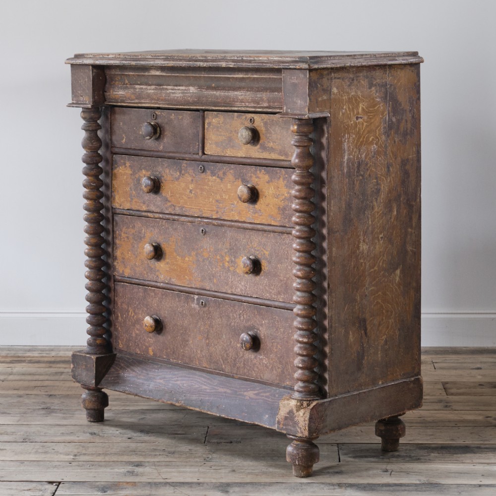 19th century Scottish painted pine chest of drawers View II