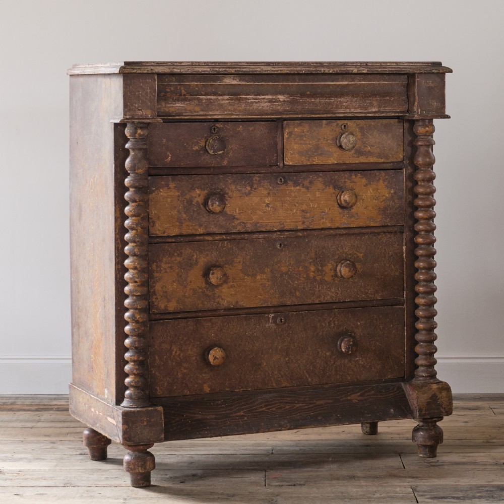 19th century Scottish painted pine chest of drawers View VI