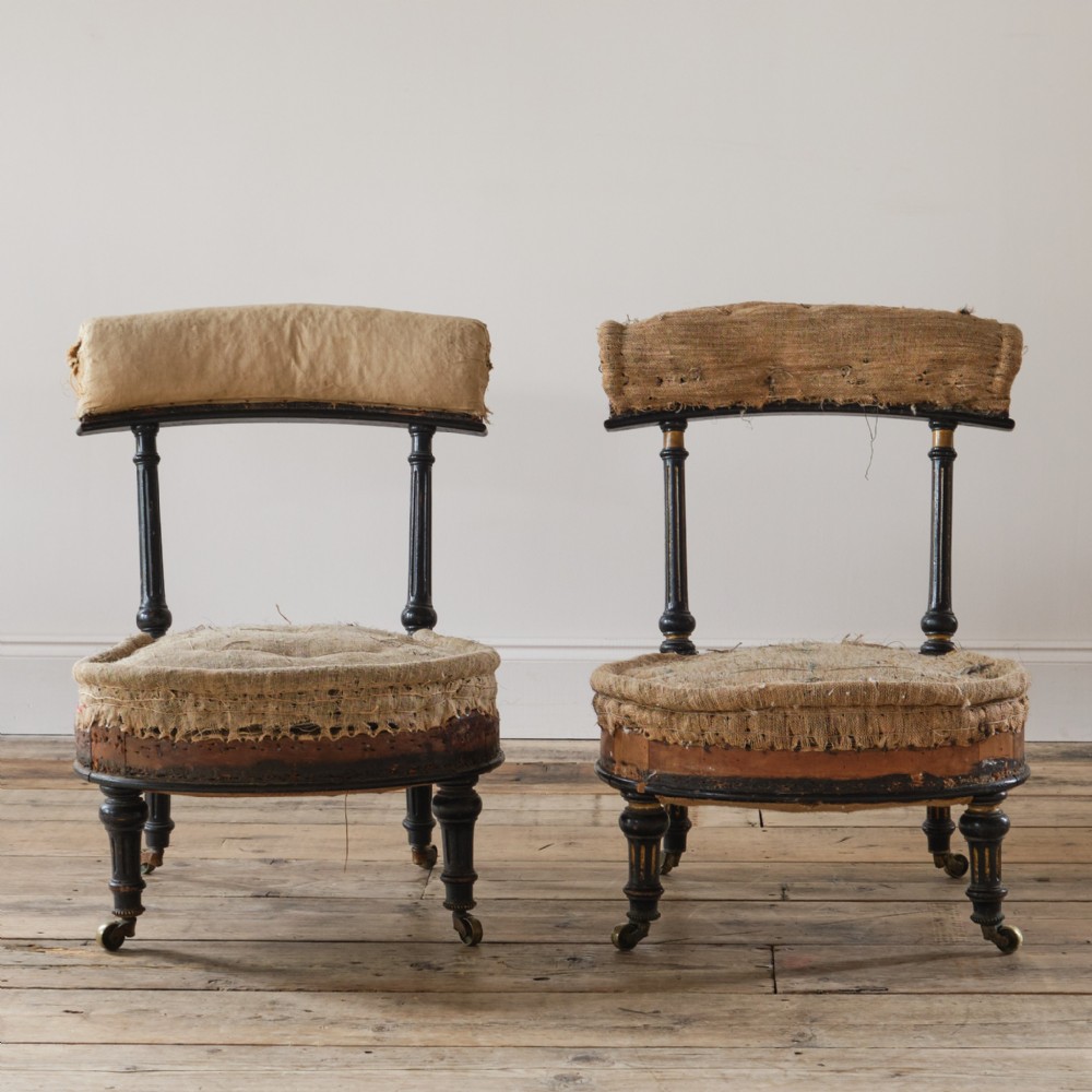 Matched pair of 19th century slipper chairs