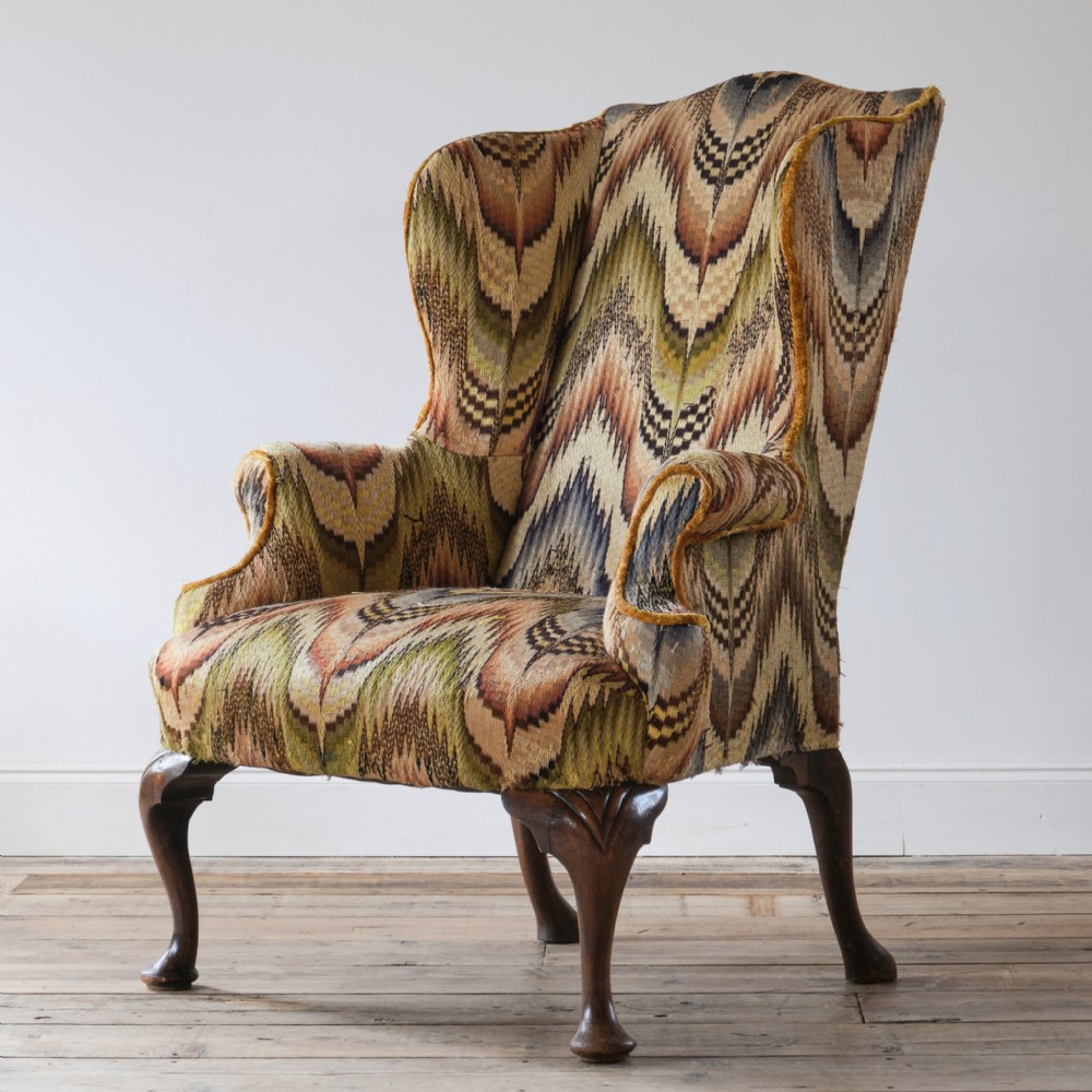 George II style wingback armchair
