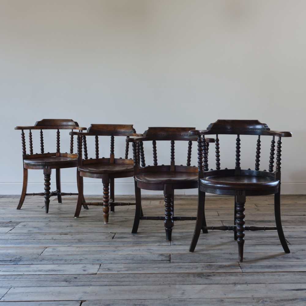 19th century Harlequin set of 4 ash and elm bobbin chairs