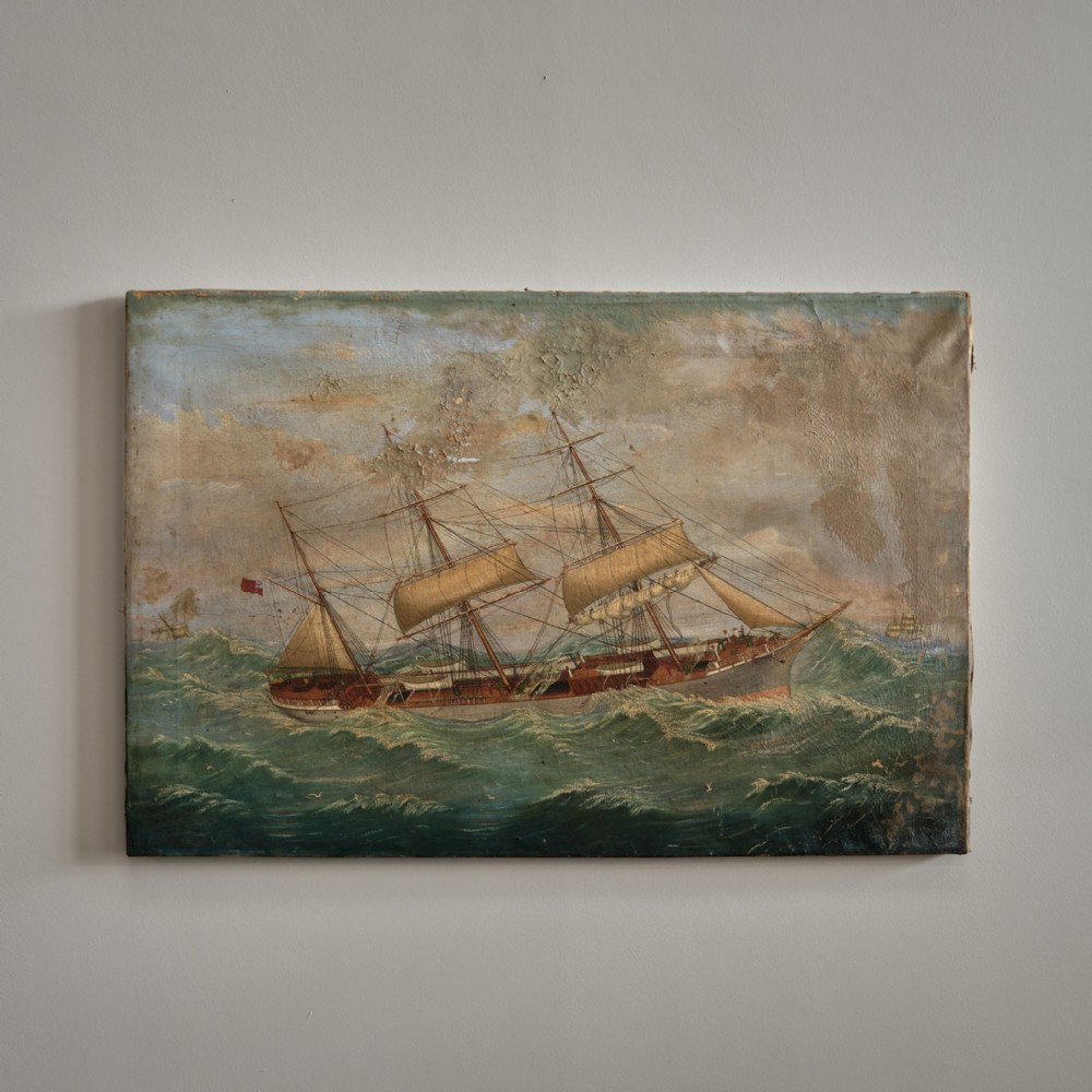 Oil on Canvas Ship Painting