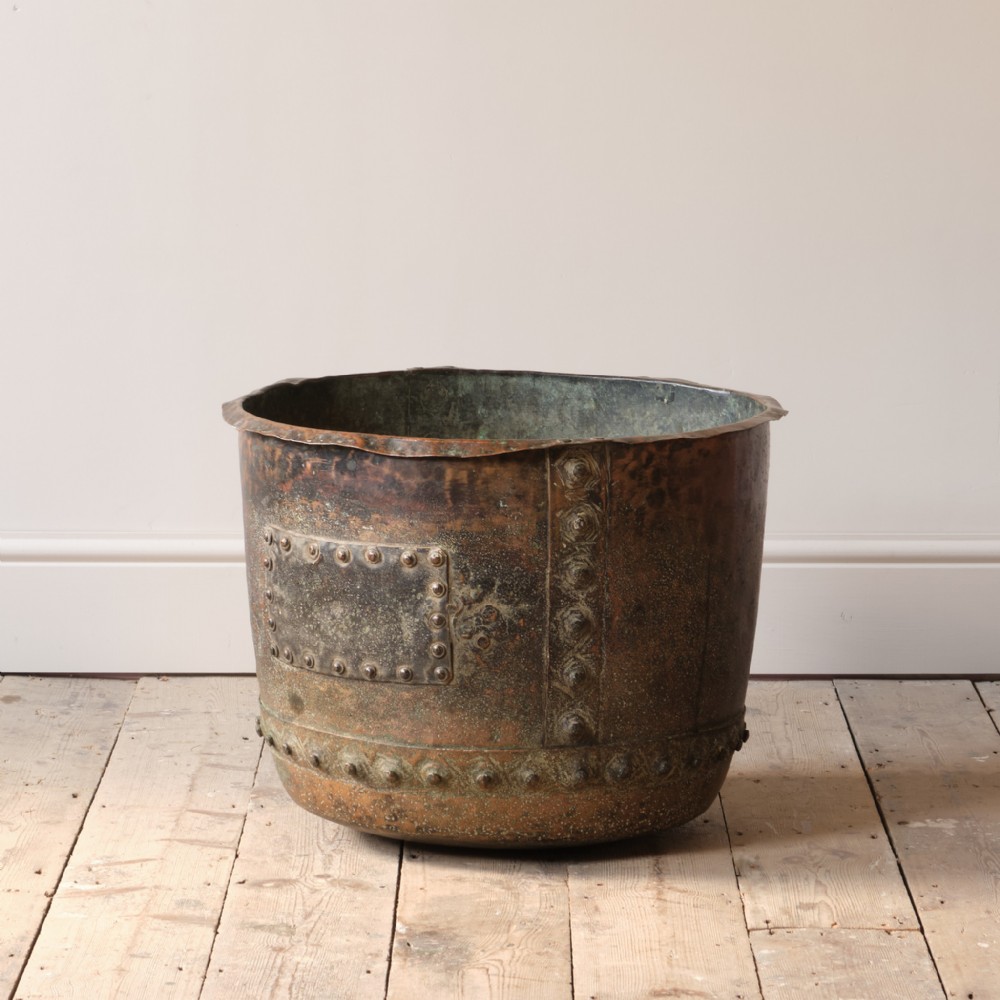 Large 19th Century Copper Planter Log Bin